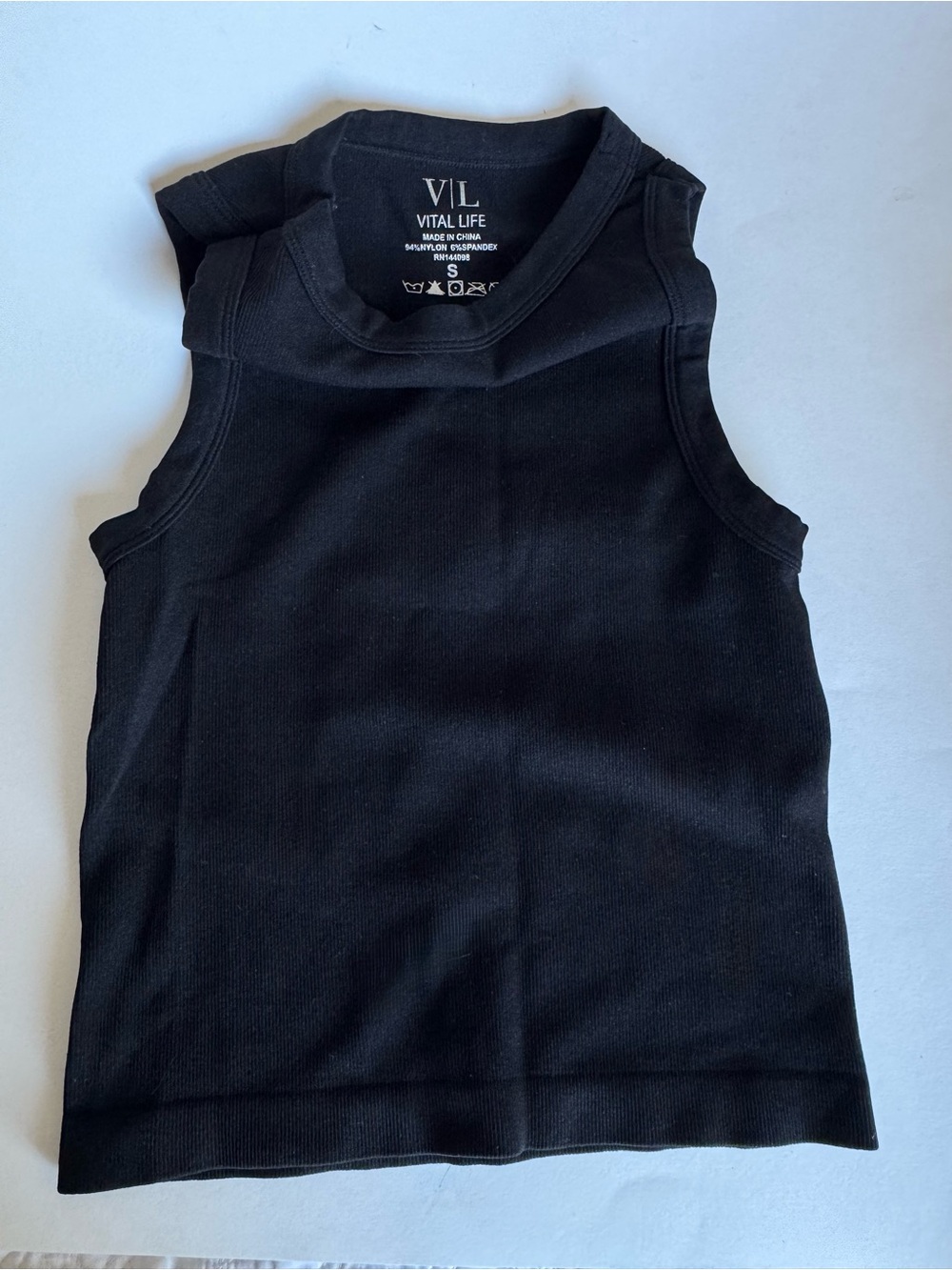 Vital Life Women's Black Sleeveless Ribbed Tank Top